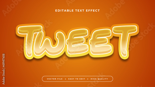 Orange and yellow tweet 3d editable text effect - font style. Text effect for social media, post, story, feed, video, and template
