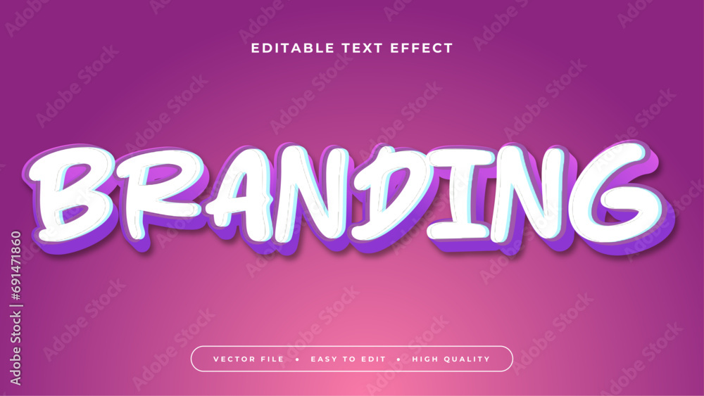 White and purple violet branding 3d editable text effect - font style. Text effect for social media, post, story, feed, video, and template