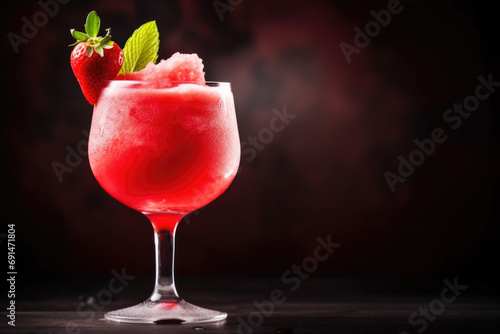 Frozen Strawberry Daiquiri cocktail in the glass close up photo