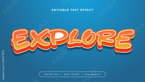 Blue red and orange explore 3d editable text effect - font style. Text effect for social media, post, story, feed, video, and template