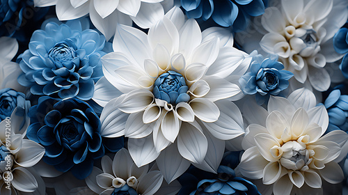 Fondo de flores blancas y azules photo