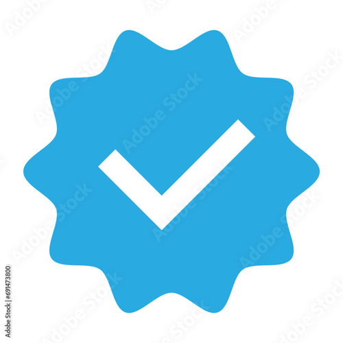 Verified badge vector blue color isolated on white background for social media account, profile verified mark. Guaranteed icons 10 eps