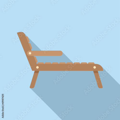Wooden deck icon flat vector. Outdoor furniture. Parasol activity park