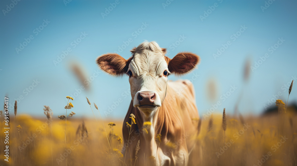 Cow, Minimalistic Professional Portrait, Generative AI	