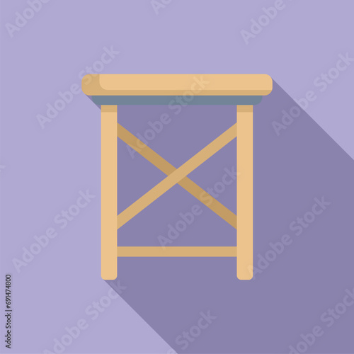 High wooden chair icon flat vector. Outdoor furniture. Plan wood swing