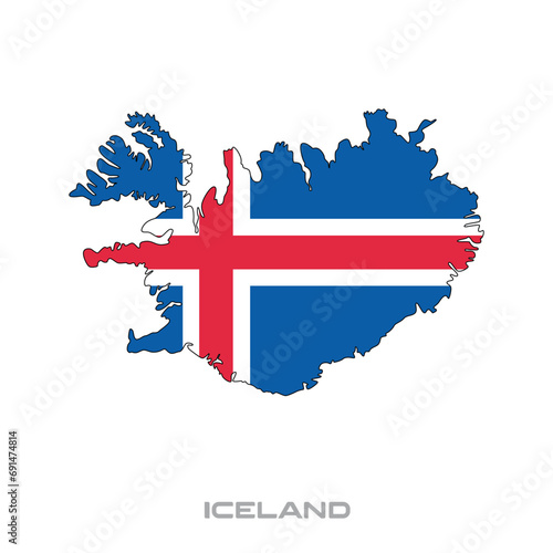 Vector illustration of the flag of Iceland with black contours on a white background