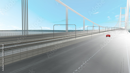 Representation of the Messina bridge  Italy  BIM  Project  3d rendering  3d illustration