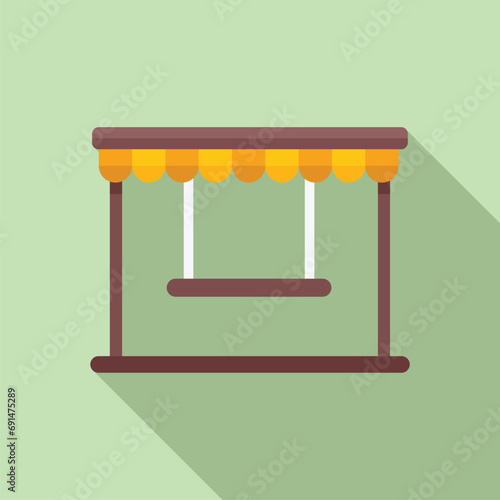 Outdoor furniture swing icon flat vector. Wood plan. Activity hotel interior