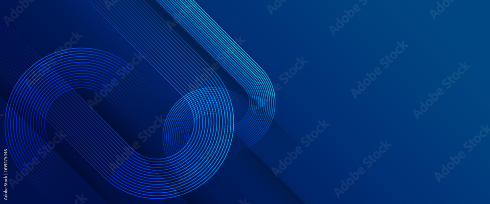 Blue futuristic modern abstract dynamic banner with shiny geometric lines. Futuristic technology concept. Suit for poster, banner, brochure, corporate, website - obrazy, fototapety, plakaty 