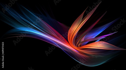 A Colorful Bird of Paradise on a Black Background