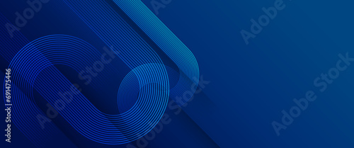 Blue futuristic modern abstract dynamic banner with shiny geometric lines. Futuristic technology concept. Suit for poster, banner, brochure, corporate, website photo