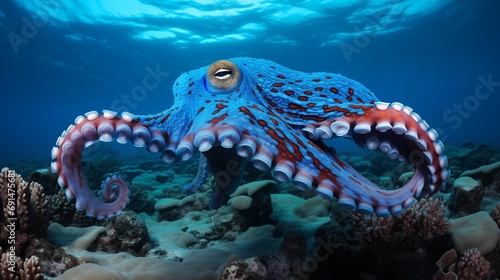 An Octopus Gracefully Gliding Through the Ocean Depths