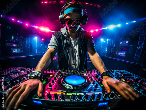 DJ aux platines dans un night club