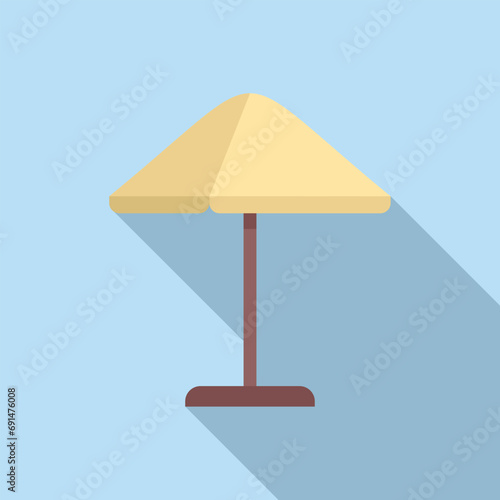Outdoor home parasol icon flat vector. Yard furniture. Wooden activity settee