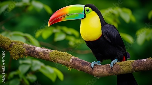 Colorful Toucan Perched on a Tree Branch