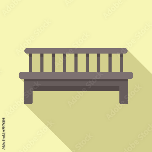 Wooden bench icon flat vector. Space garden patio. Table yard