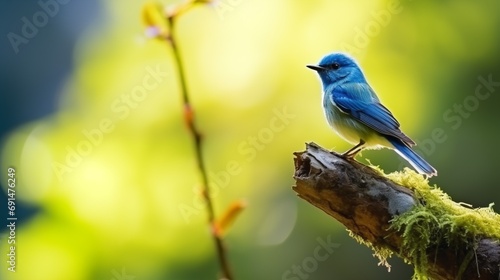 A Serene Blue (ultramarine flycatcher) Bird Perched on a Delicate Branch