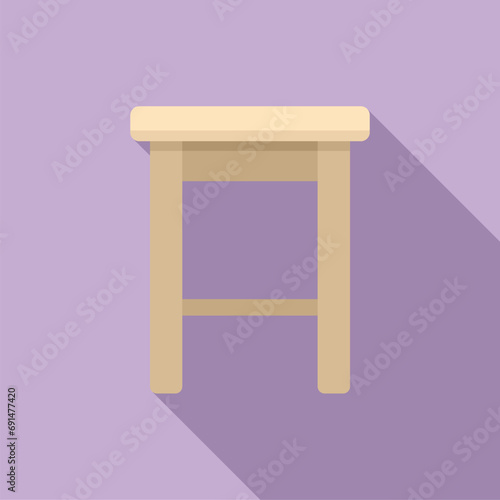 Wood furniture icon flat vector. Architecture project. Deck chair