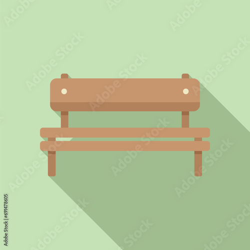 Wooden bench icon flat vector. Park plan space. Garden patio