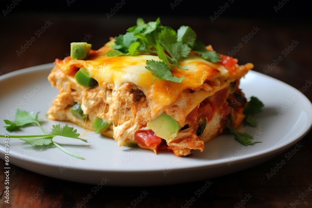 Chicken: Layered Casserole with Chicken, Tortillas, and Cheese Chicken: Layered Casserole with Chicken, Tortillas, and Cheese