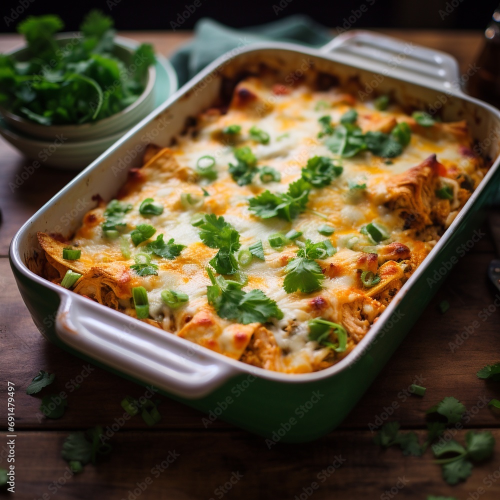 Chicken: Layered Casserole with Chicken, Tortillas, and Cheese