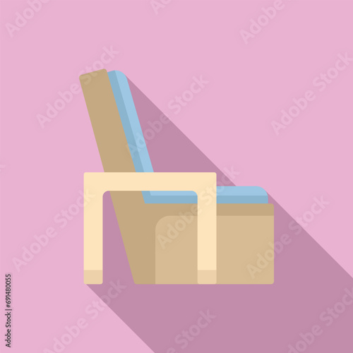 Dining recliner chair icon flat vector. Deck chair. Furniture patio
