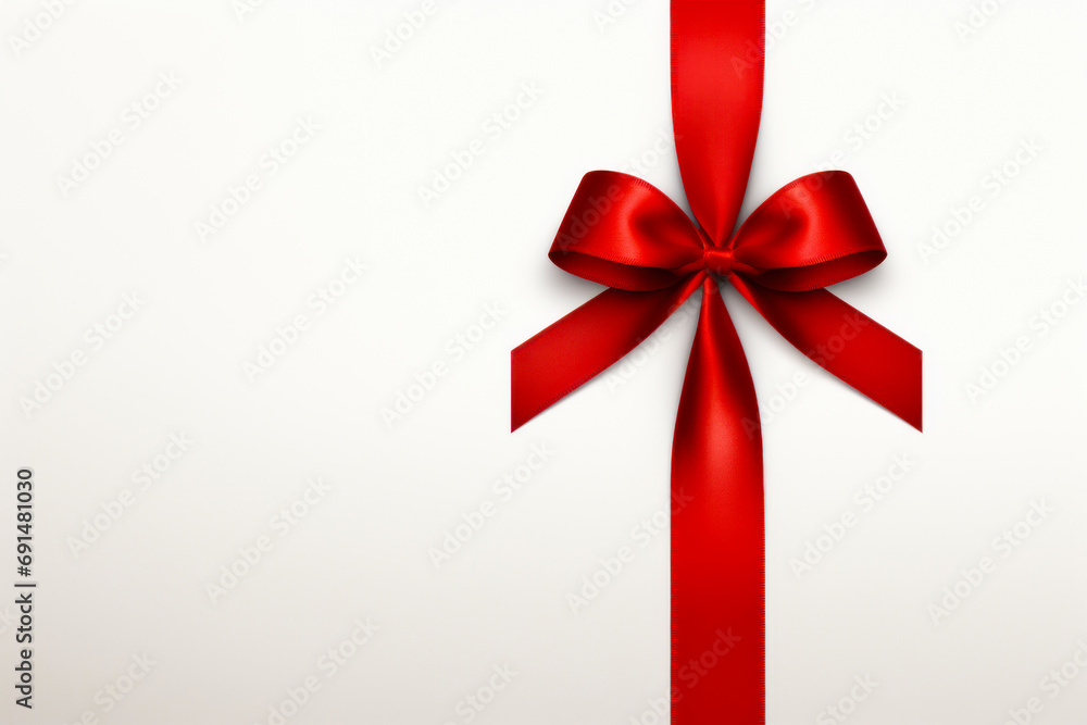 Satin red bow on a white background Valentine's Day card Satin red bow on a white background Valentine's Day card