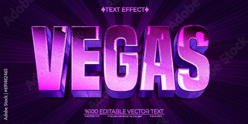 Bright Purple Vegas Editable Vector 3D Text Effect