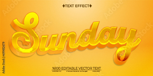 Bright Sunday Editable Vector 3D Text Effect