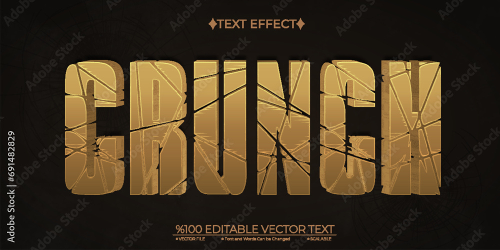 Old Crunch Editable Vector 3D Text Effect - obrazy, fototapety, plakaty 