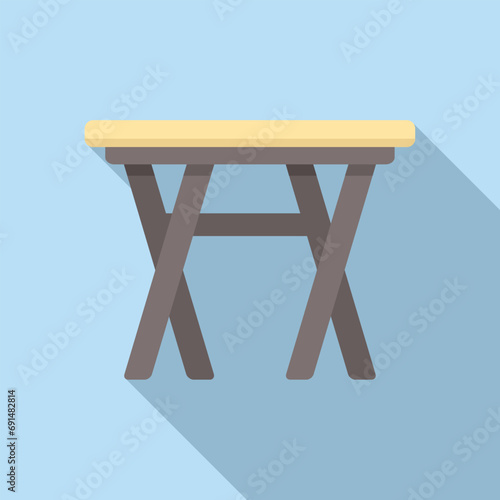 Wooden table icon flat vector. Yard plan. Summer above space