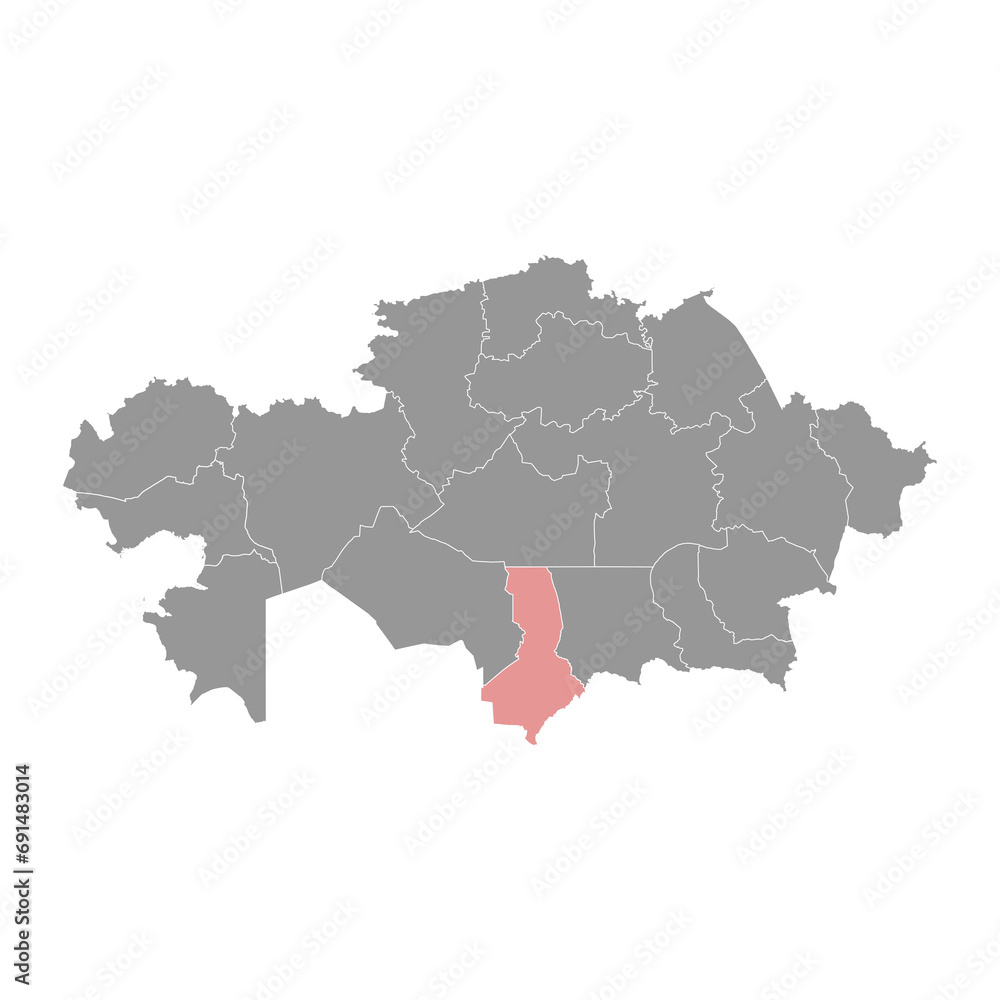Turkistan region map, administrative division of Kazakhstan. Vector illustration. Turkistan region map, administrative division of Kazakhstan. Vector illustration.