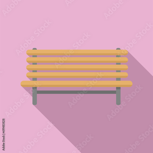 Outdoor yard bench icon flat vector. Park plan. Soft furniture
