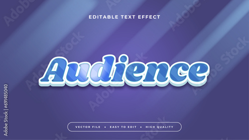 White and blue audience 3d editable text effect - font style