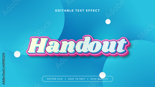 Blue white and pink handout 3d editable text effect - font style