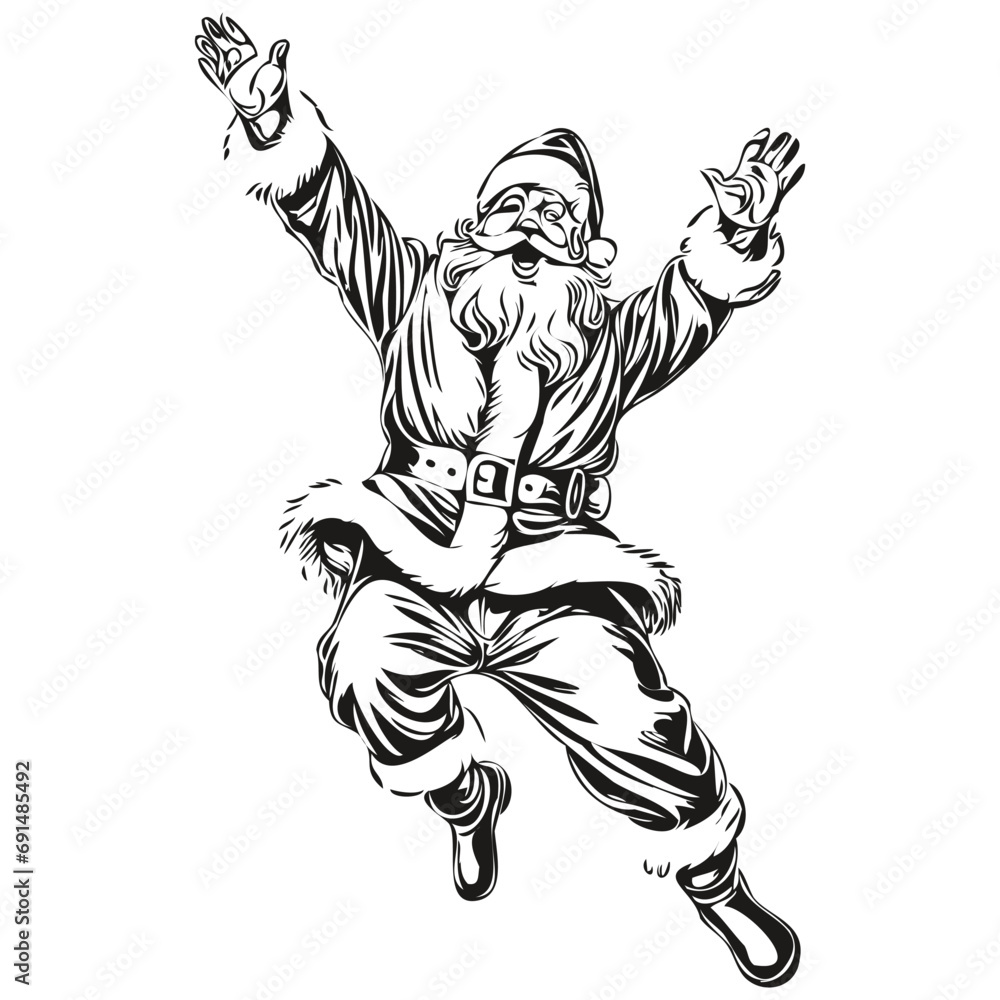 Santa Claus Sketch for Poster Detailed Christmas, Classic Style, black white isolated Vector ink outlines template for greeting card, poster, invitation, logo Santa Claus Sketch for Poster Detailed Christmas, Classic Style, black white isolated Vector ink outlines template for greeting card, poster, invitation, logo