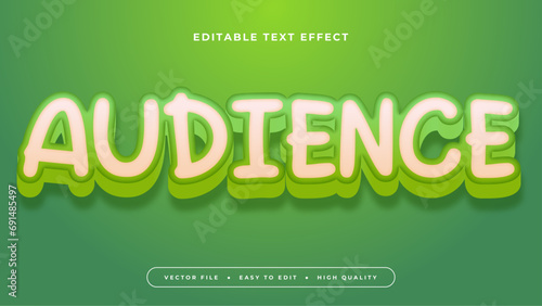 White and green audience 3d editable text effect - font style