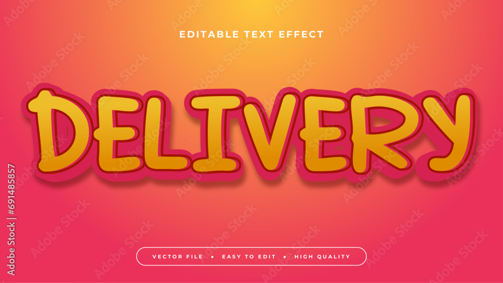 Yellow orange and red delivery 3d editable text effect - font style