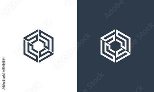 initials s hexagon logo design vector