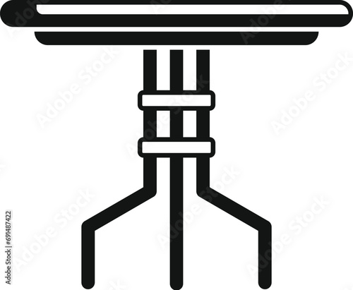 Metal outdoor table icon simple vector. Summer yard. Plan above space