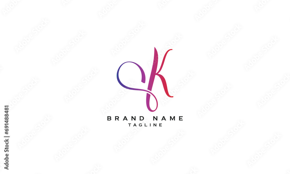 SK, KS, Abstract initial monogram letter alphabet logo design