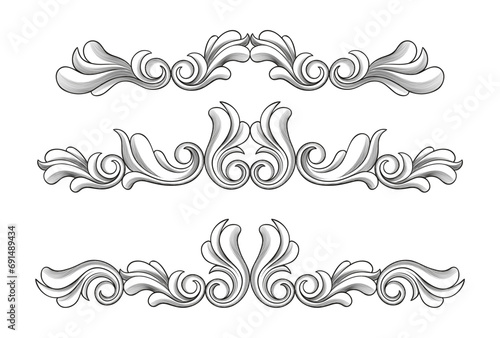 Hand drawn ornamental flower borders