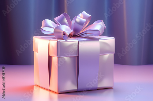 Glowing gift box with bow © Oksana