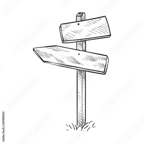 direction sign handdrawn illustration