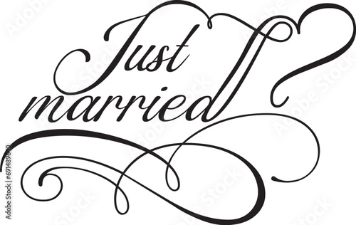 Just married sign design swirl laser cut wedding photo