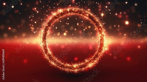 The red glitter of the contour of the round frame, a magical glow