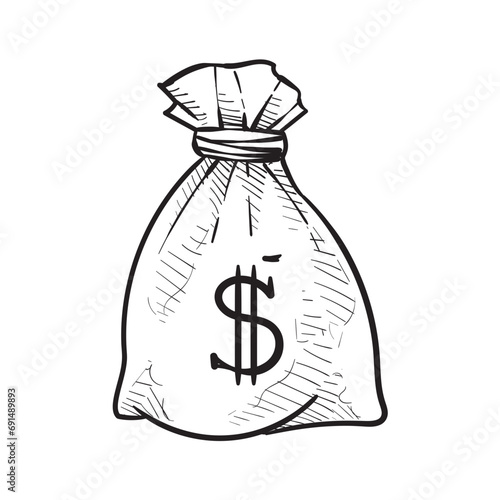 money bag handdrawn illustration