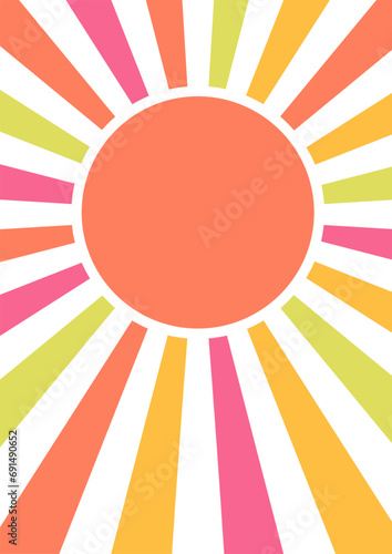 Abstract Sun with color beams illustration