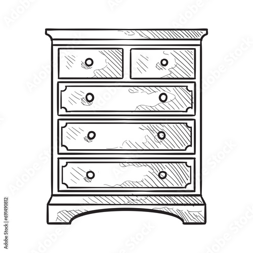 drawer table handdrawn illustration
