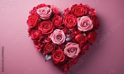 heart shape of red roses for Valentine or Wedding background